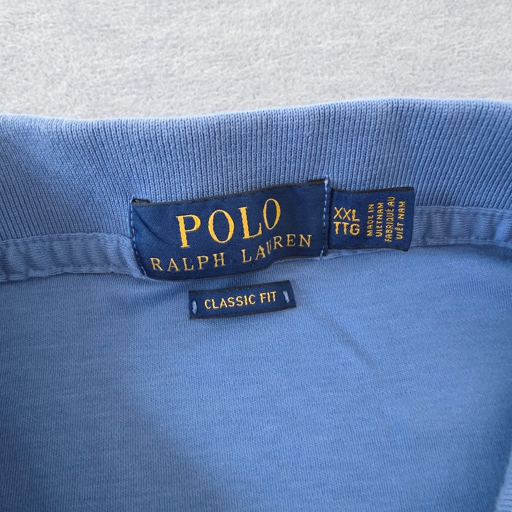 Polo Ralph Lauren Mens XXL Classic Fit Blue Short Sleeve Cotton Polo Shirt - Picture 3 of 8